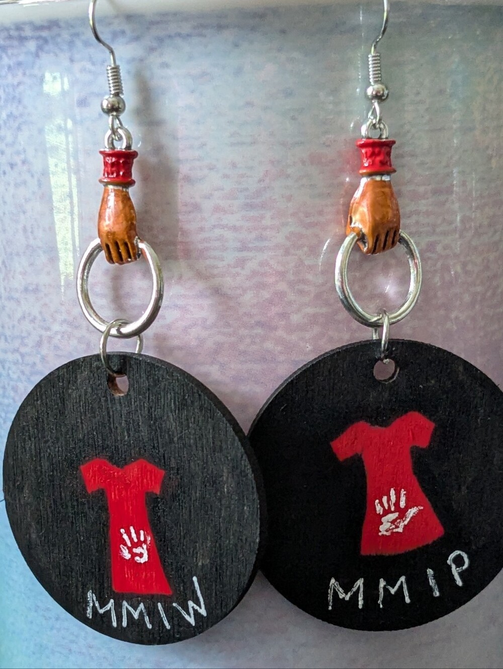 Handpainted Missing Murdered Indigenous People #MMIP Red Dress Earrings